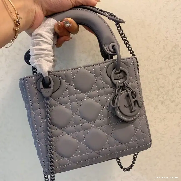 Grey Cannage Bag Ultramatte Calfskin Lady Dior Mini 0624 Luxury